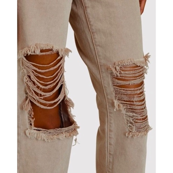 NWT L’AGENCE 90s High Waist Khaki Distressed Denim Rip Knee Ankle Crop Jean 25 - Picture 5 of 8